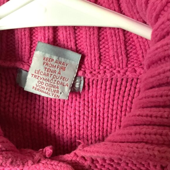 Girls Pink Knit Cardigan Sweater Size M 5-6 Diamond Pattern Button Front - Picture 10 of 13